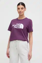 Bombažna kratka majica ženski, vijolična barva