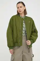 Bomber jakna Rsum za ene, boja: zelena, za zimu, oversize