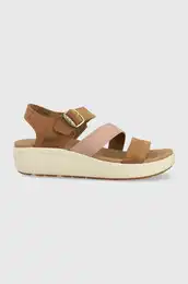 Usnjeni sandali Ellecity Backstrap enski, rjava barva