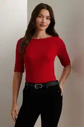 Kratka majica Lauren Ralph Lauren enska, rdea barva, 200654963
