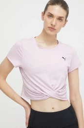 Kratka majica za jogo Studio Yogini Lite Twist roza barva