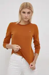 Bombažen longsleeve oranžna barva