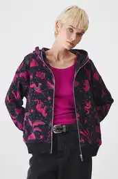 Pulover enska, rna barva, s kapuco