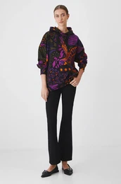 Pulover enska, rna barva, s kapuco