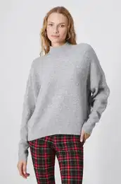 Pulover s primesjo volne enski, siva barva