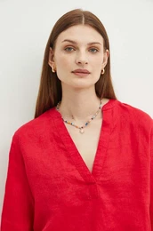 Lanena bluza enska, rdea barva