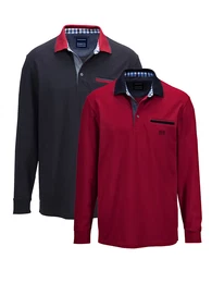Poloshirts, 2er Pack mit kontrastfarbenem Kragen Bordeaux/Marineblau