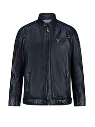 Lederjacke aus echtem Lammnappa Dunkelblau