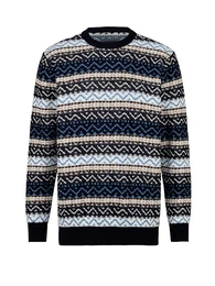 Pullover aus Strukturstrick Marineblau/Beige