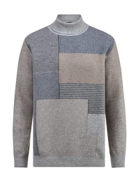Rollkragenpullover mit verschiedenen Strukturen Beige/Blau