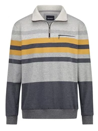 Sweatshirt mit garngefärbtem Streifendessin rundum Grau/Gelb