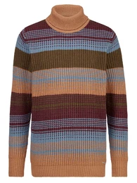 Rollkragenpullover mit Schurwollanteil Karamell/Multicolor