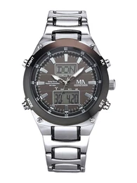 Herren-Funkuhr-Solar-Chronograph Silberfarben