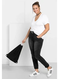 Stretch-Jeans Groe Gren Gr. 25, Kurzgren, schwarz (black denim) Damen Jeans Power-Stretch-Qualitt