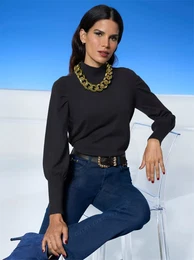 Strickpullover Rollkragen-Pullover Gr. 42, schwarz Damen Pullover