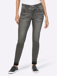 Bequeme Jeans Gr. 42, Normalgren, grau (grey denim) Damen Jeans