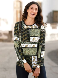Langarmshirt INSPIRATIONEN Shirt Gr. 42, grn (oliv, bedruckt) Damen Shirts