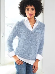 2-in-1-Pullover 2-in-1-Pullover Gr. 44, blau (bleu) Damen Pullover