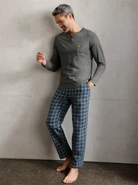 Pyjamaoberteil WSCHEPUR Schlafanzug-Shirt Gr. 56/58, grau (grau, meliert), Herren, 100% Baumwolle, unifarben, Shirts