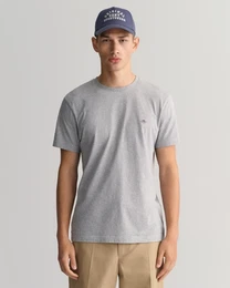 T-Shirt SLIM SHIELD SS T-SHIRT , Herren, Gr. XXXL, grau (grau melange), Jersey, Obermaterial: 100% Baumwolle, meliert, casual, slim fit hftlang, Rundhals, Kurzarm abgesteppte Kante, Shirts, mit Logostickerei auf der Brust