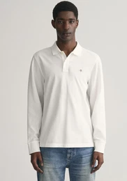 Poloshirt REG SHIELD LS PIQUE RUGGER , Herren, Gr. L, wei, Jersey, Obermaterial: 100% Baumwolle, unifarben, casual, regular fit hftlang, hoch geschlossener Ausschnitt, Kurzarm Rippbndchen, Shirts, mit Logotickerei auf der Brust