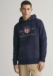Hoodie REG ARCHIVE SHIELD HOODIE , Herren, Gr. M, blau (evening blau), Sweatware, Obermaterial: 78% Baumwolle, 22% Polyester, bestickt, casual, regular fit hftlang, Langarm elastischer Bund, Sweatshirts, mit modischer Logostickerei auf der Brust