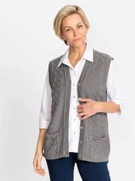 Strickweste CLASSIC Gr. 54, grau (steingrau) Damen Westen