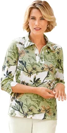 Poloshirt CLASSIC BASICS Shirt Gr. 54, grn (lindgrn, bedruckt), Damen, 100% Baumwolle, gemustert, mehrfarbig, Shirts