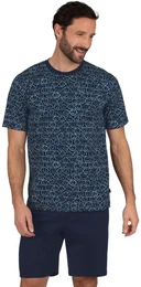 Schlafanzug Kurzer Schlafanzug mit Smiley-Motiv , Herren, Gr. S, blau (navy), 100% Baumwolle, casual, Homewear-Sets