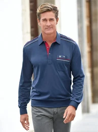 Poloshirt CLASSIC Langarm-Poloshirt Gr. 60/62, blau, Herren, 62% Baumwolle, 38% Polyester, unifarben, Shirts