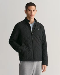 Steppjacke QUILTED WINDCHEATER , Herren, Gr. L, schwarz, Web, Obermaterial: 100% Polyester, Rautenmuster, casual, regular fit hftlang, hoch geschlossener Ausschnitt, Langarm Manschette mit Druckknopf, Jacken, mit Rautensteppung