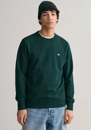 Sweatshirt REG SHIELD C-NECK SWEAT , Herren, Gr. L, grn (tartan grn), Sweatware, Obermaterial: 87% Baumwolle, 13% Polyester, bestickt, unifarben, casual, regular fit hftlang, Rundhals, Langarm elastischer Bund, Sweatshirts, mit Logostickerei