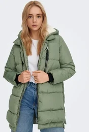 Steppmantel ONLNORA LONG PUFFER COAT Gr. L (40), grn (sea spray) Damen Mntel mit Kapuze