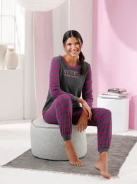 Schlafanzug WSCHEPUR Gr. 48/50, pink (grau, meliert, magenta) Damen Homewear-Sets