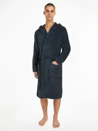 Bademantel Gr. S, blau (navy), S (48), Baumwoll-Webfrottier, UNDERWEAR, Hausmntel, mit aufgesetzten Taschen