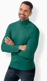 Rollkragenshirt Rollkragen-Shirt , Herren, Gr. 60/62, grn (dunkelgrn), 95% Baumwolle, 5% Elasthan, unifarben, Langarm, Shirts