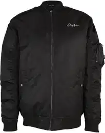 Bomberjacke Herren JM224-008-02 Script Logo Oversize Bomberjacket , Herren, Gr. XS, schwarz, 100% Polyester, unifarben, casual, normal, ohne Ausschnitt, Langarm, Jacken