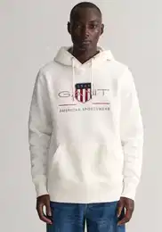 Hoodie REG ARCHIVE SHIELD HOODIE Gr. XXL, wei (eggshell) Herren Sweatshirts mit modischer Logostickerei auf der Brust