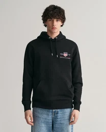 Hoodie REG MEDIUM ARCHIVE SHIELD HOODIE , Herren, Gr. L, schwarz, Sweatware, Obermaterial: 78% Baumwolle, 22% Polyester, casual, regular fit, Langarm, Sweatshirts