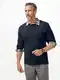 Poloshirt  Langarm-Poloshirt , Herren, Gr. 52/54, blau (marine), 100% Baumwolle, gemustert, kariert, unifarben, ohne Ausschnitt, Langarm, Shirts