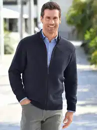 Strickjacke MARCO DONATI Gr. 56/58, blau (marine) Herren Strickjacken
