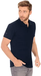 Poloshirt Slim Fit Poloshirt aus DELUXE-Piqu , Herren, Gr. L, blau (navy), 100% Baumwolle, Basic, Kurzarm, Shirts