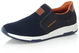 Slip-On Sneaker , Herren, Gr. 40, blau, Textil, Lederimitat, sportlich, Schuhe, Casual Slipper, Freizeitschuh mit Kontrastnaht