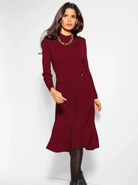 Strickkleid Strickkleid Gr. 42, Normalgren, rot (dunkelrot) Damen Kleider