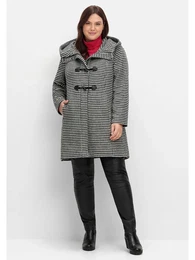 Dufflecoat Groe Gren Gr. 58, schwarz (schwarz, grau) Damen Mntel im klassischen Hahnentrittmuster