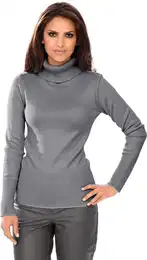 Rollkragenpullover Rollkragen-Pullover Gr. 40, grau (grau, melange) Damen Pullover