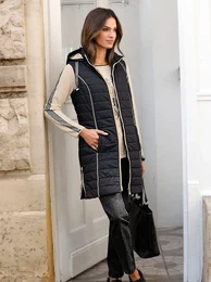 Longweste INSPIRATIONEN Gr. 52, schwarz, Damen, 100% Polyester, unifarben, Westen