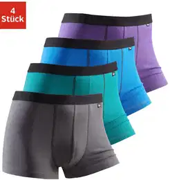 Boxer , Herren, Gr. XXL, bunt (grn, blau, lila, dunkelgrau), Jersey, Obermaterial: 95% Baumwolle, 5% Elasthan, Unterhosen, mit schwarzem Webbund