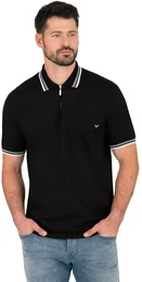 Poloshirt Poloshirt mit Reiverschluss , Herren, Gr. 5XL, schwarz, 100% Baumwolle, Basic, Kurzarm, Shirts