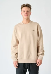 Sweatshirt Ligull Boxy , Herren, Gr. XL, braun (anthrazit), 100% Baumwolle, bestickt, casual, Rundhals, Sweatshirts, mit kleiner Mwenstickerei